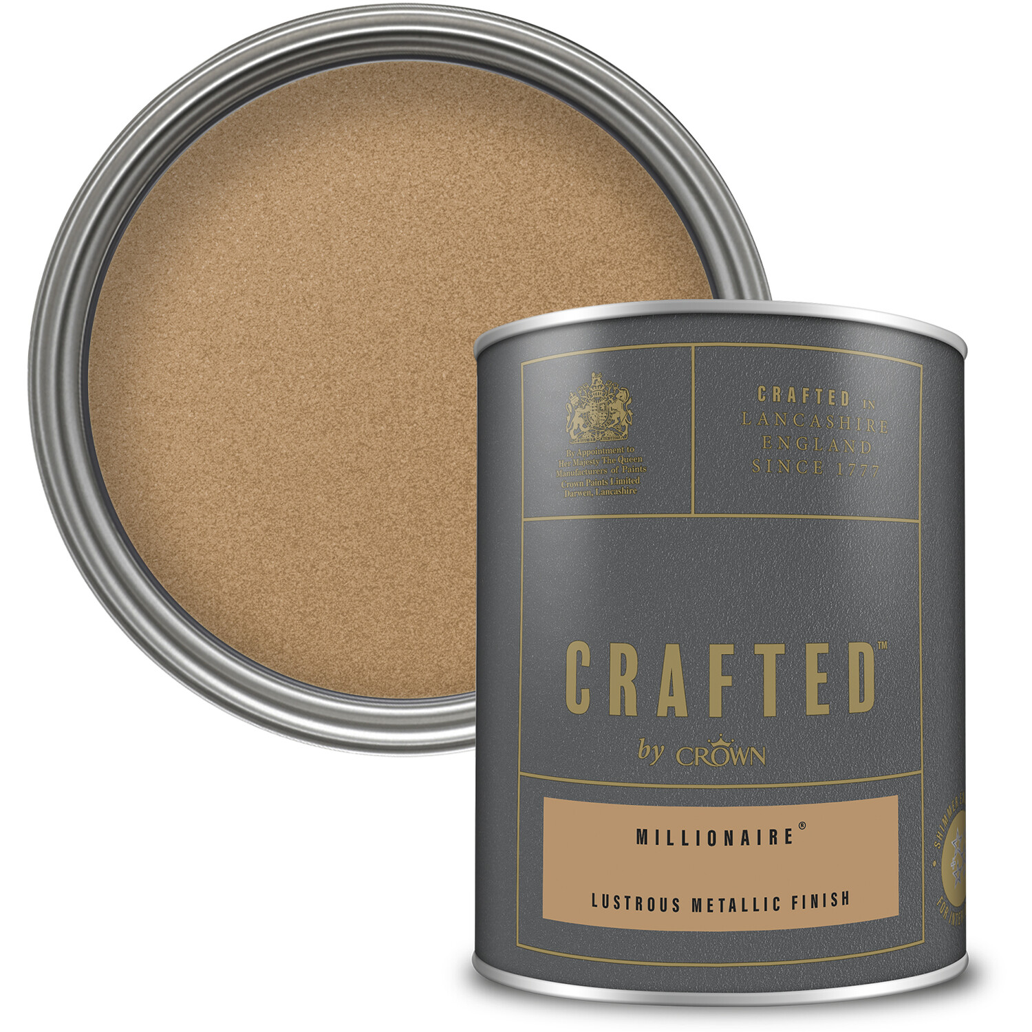 Crown Crafted Walls Wood and Metal Millionaire Lustrous Metallic Shimmer Emulsion Paint 1.25L Image 7