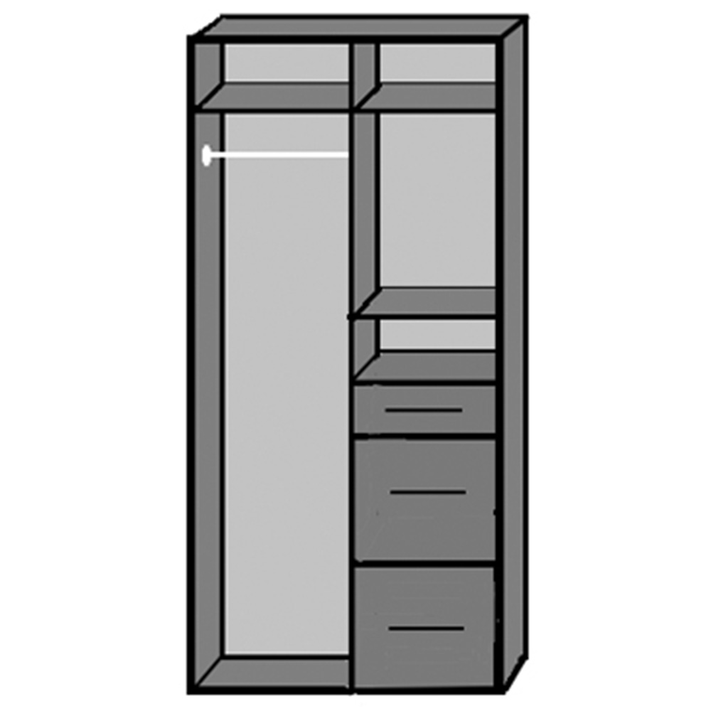 TJ'S Duo 2 Door 3 Drawer White Mirrored Wardrobe Image 4