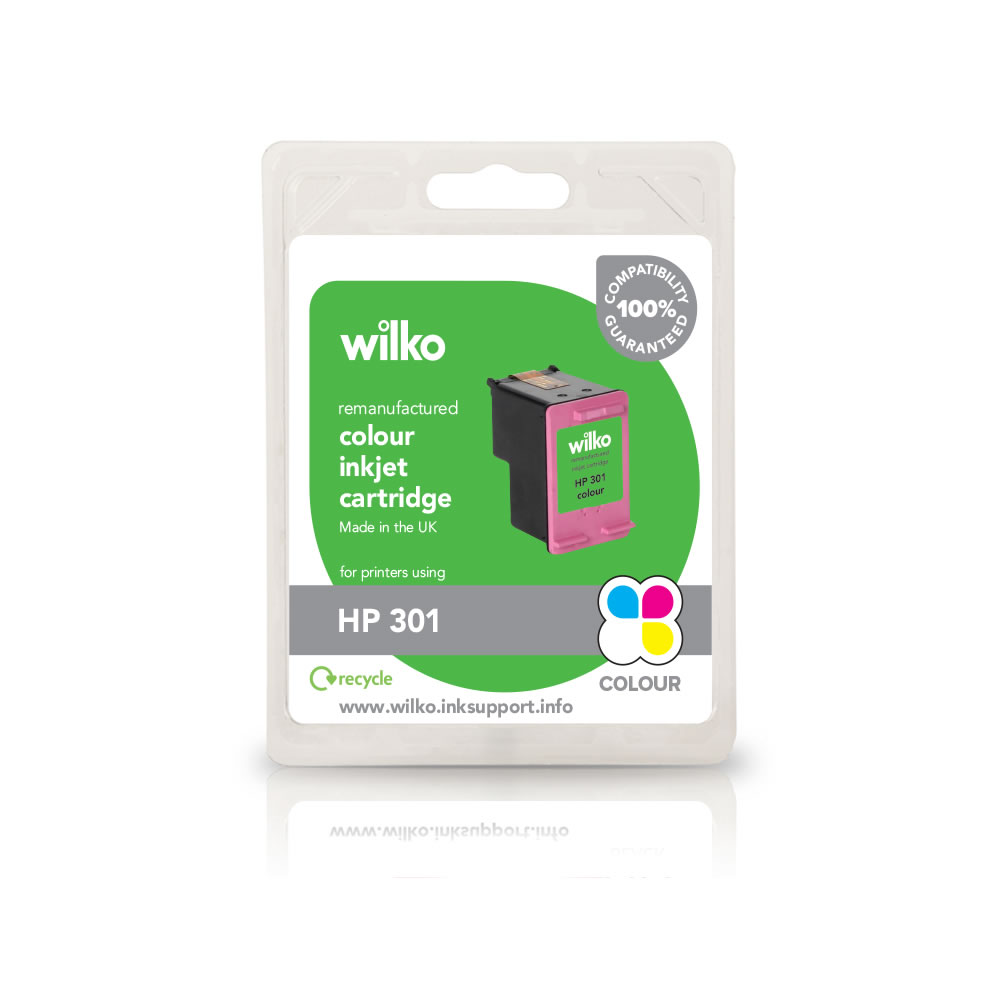 Wilko Remanufactured HP 301 Colour Inkjet Cartridge Our coloured ink cartridge for printers using Hewlett Packard 301 colour gives you bright, vibrant colours, and the perfect print every single time! Suitable for deskjet 1000 series 1050-a series, 2050-a series, 2050-s, 3000, 3050-a series, 3052  3054-a s Wilko Remanufactured HP 301 Colour Inkjet Cartridge