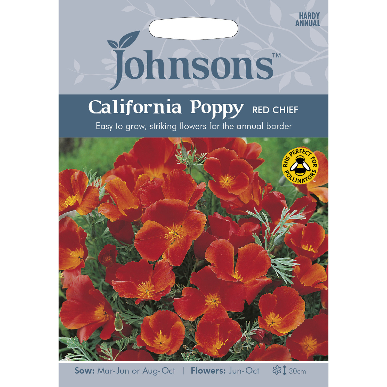 Johnsons California Poppy Red Chief Flower Seeds Image 2