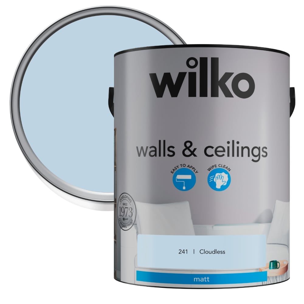 Wilko Walls & Ceilings Cloudless Matt Emulsion Paint 5L Image 1