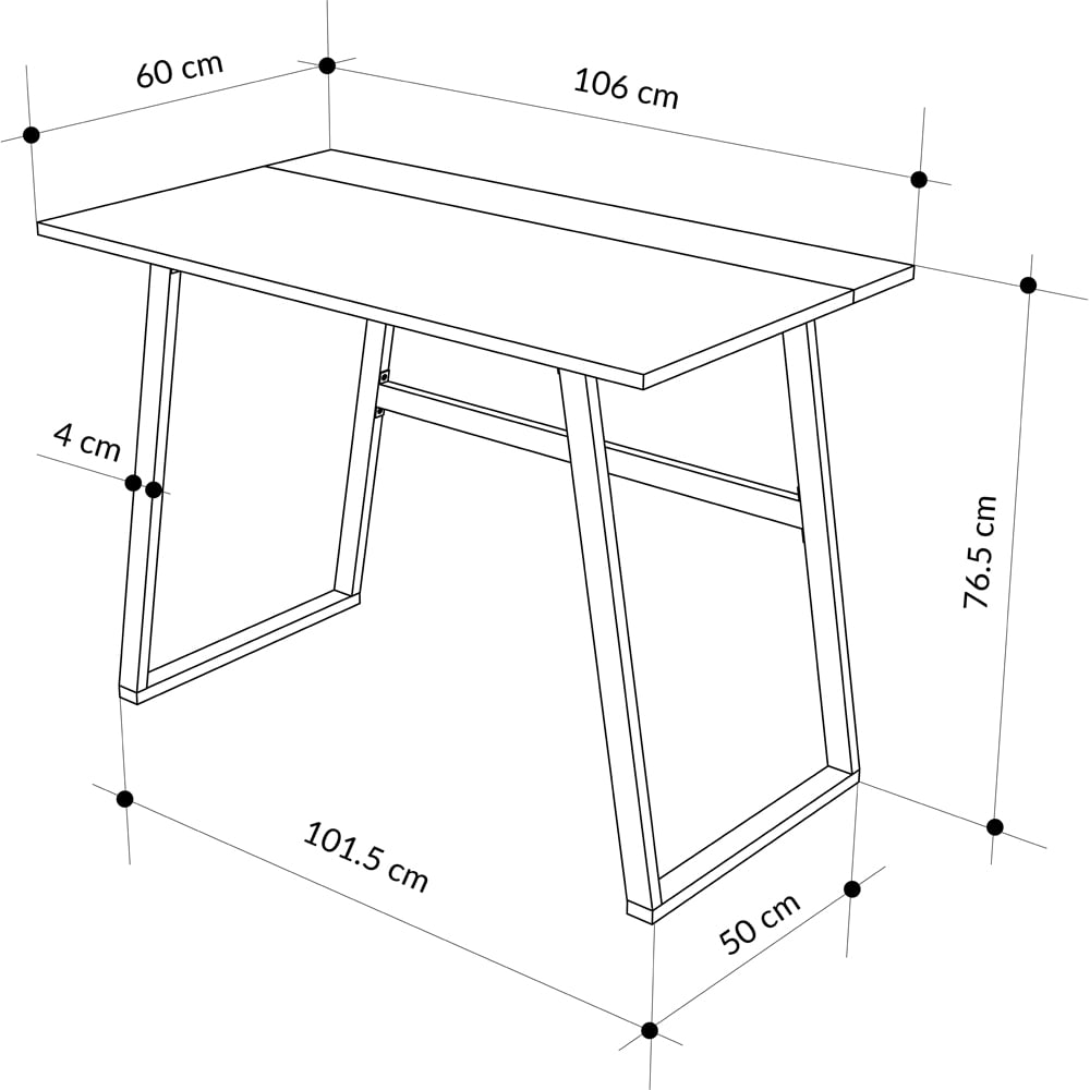 Decortie Kemre Metal Leg Modern Computer Desk Black White and Mocha Grey Image 9
