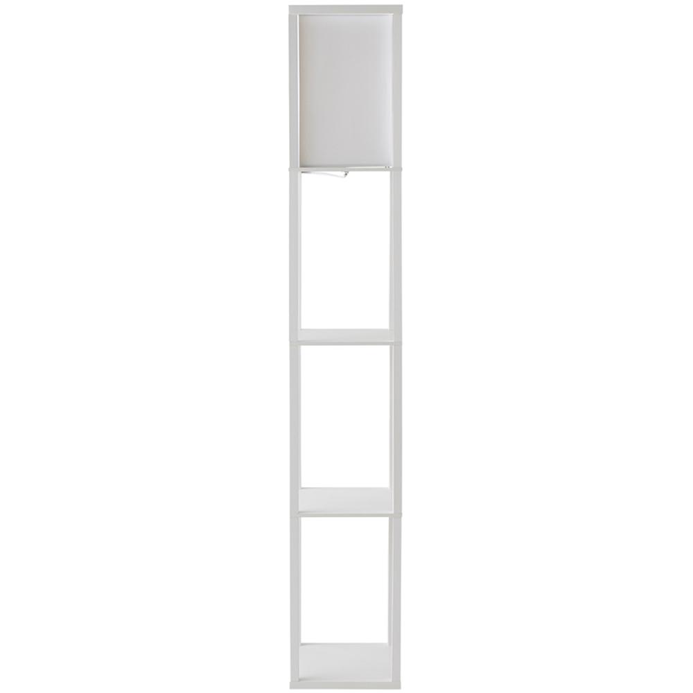 ValueLights Struttura 3 Shelf Fabric Shade White Shelving Unit Floor Lamp Image 1