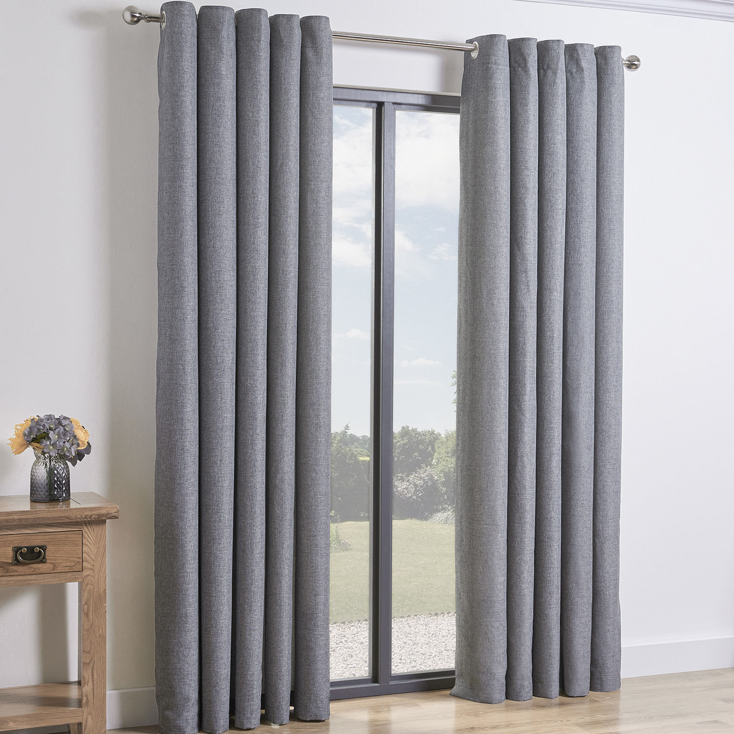 My Home Taylor Silver Eyelet Curtain 168 x 183cm Image 1