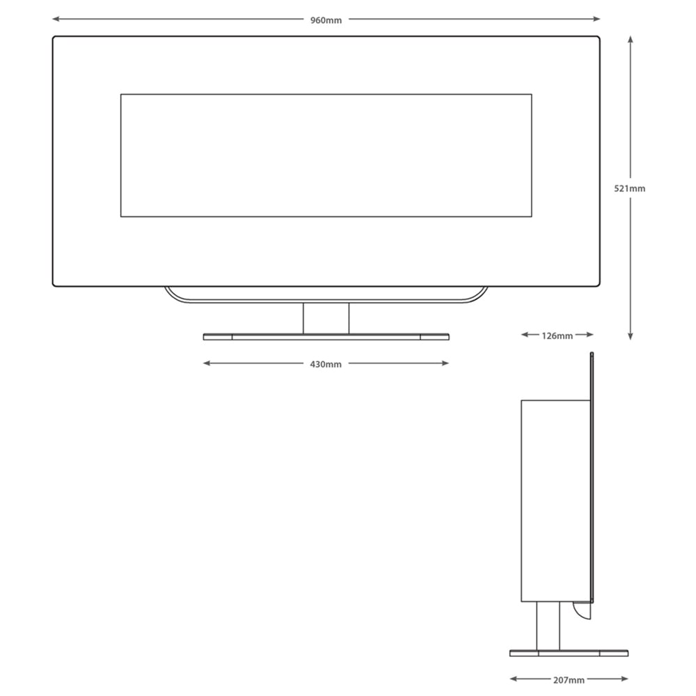 Be Modern Amari Black Glass Wall Hung Free Standing Electric Fireplace 38 inch Image 6