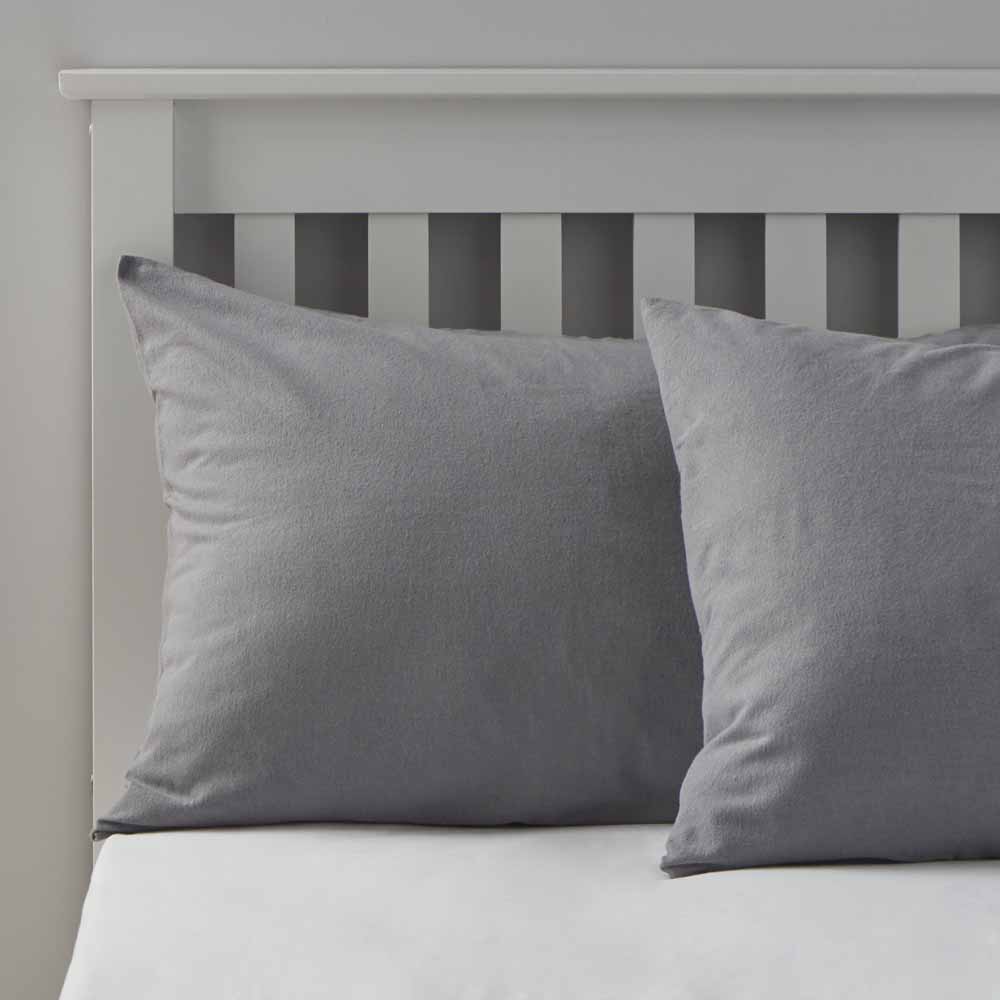 Wilko Charcoal Brushed Cotton Pillowcases 2 Pack Image 2