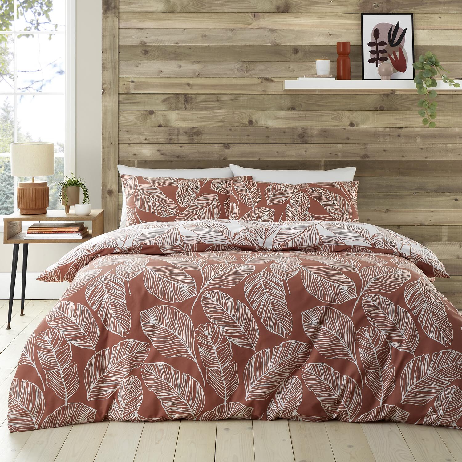 Athena Duvet Cover and Pillowcase Set - Rust / Double Image 1