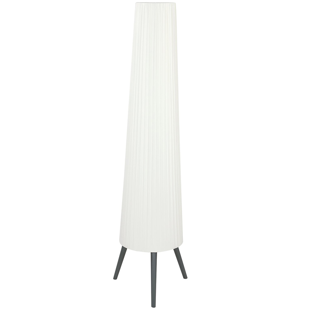 HOMCOM White Dimmable Tripod Floor Lamp with Grey Wood Legs Image 1