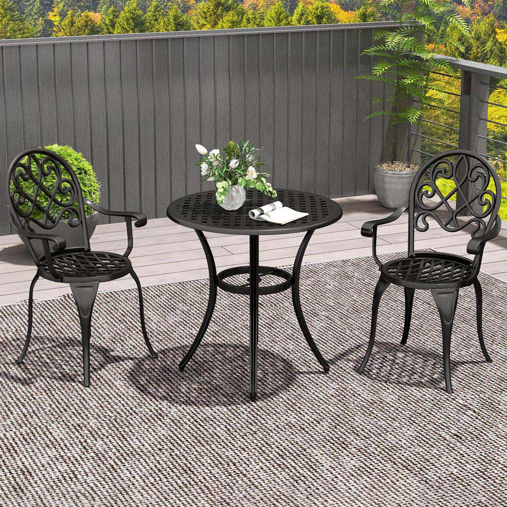 Outsunny 2 Seater Bistro Set Black Image 1