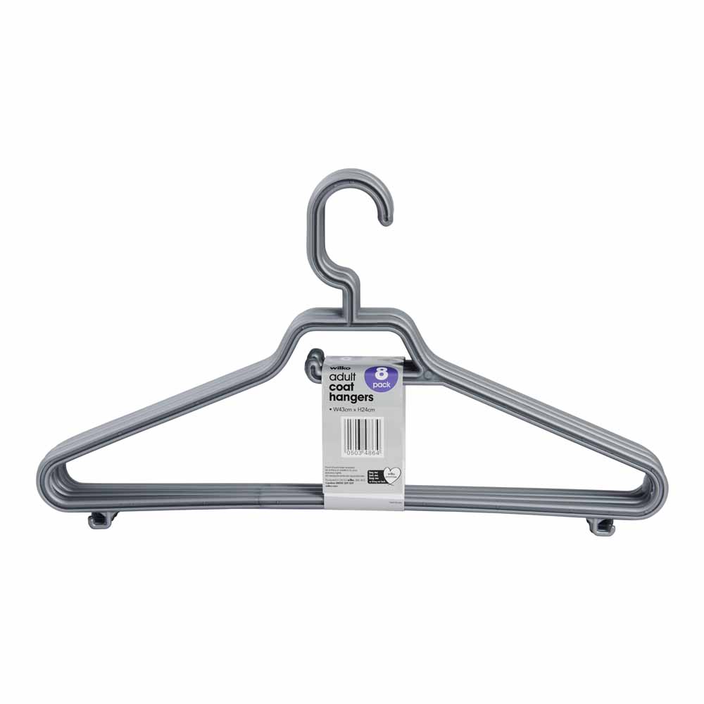 Wilko Grey Hangers 8pk Wilko