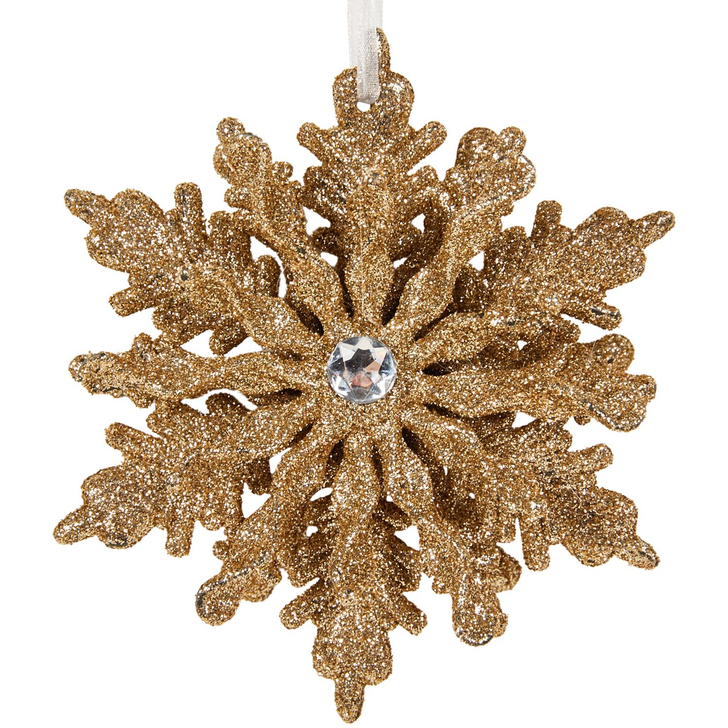 Set of 2 Hanging Snowflakes Gold - Gold Image 4