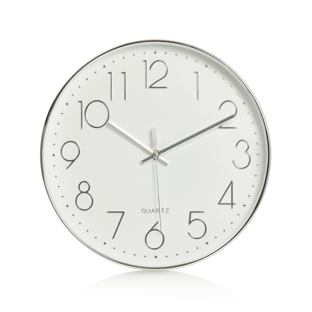 Wilko Classic Silver Wall Clock Image 1