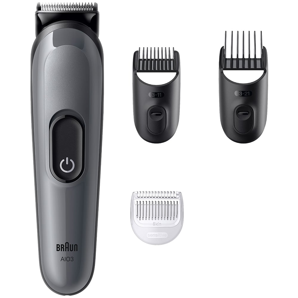 Braun All-in-One Series 3 AIO3500 4-in-1 For Men Grey Sharp Blade Grooming Kit with 14 Lengths Image 2