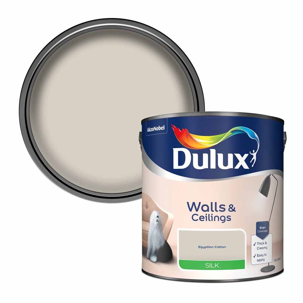 Dulux Walls & Ceilings Egyptian Cotton Silk Emulsion Paint 2.5L Image 1