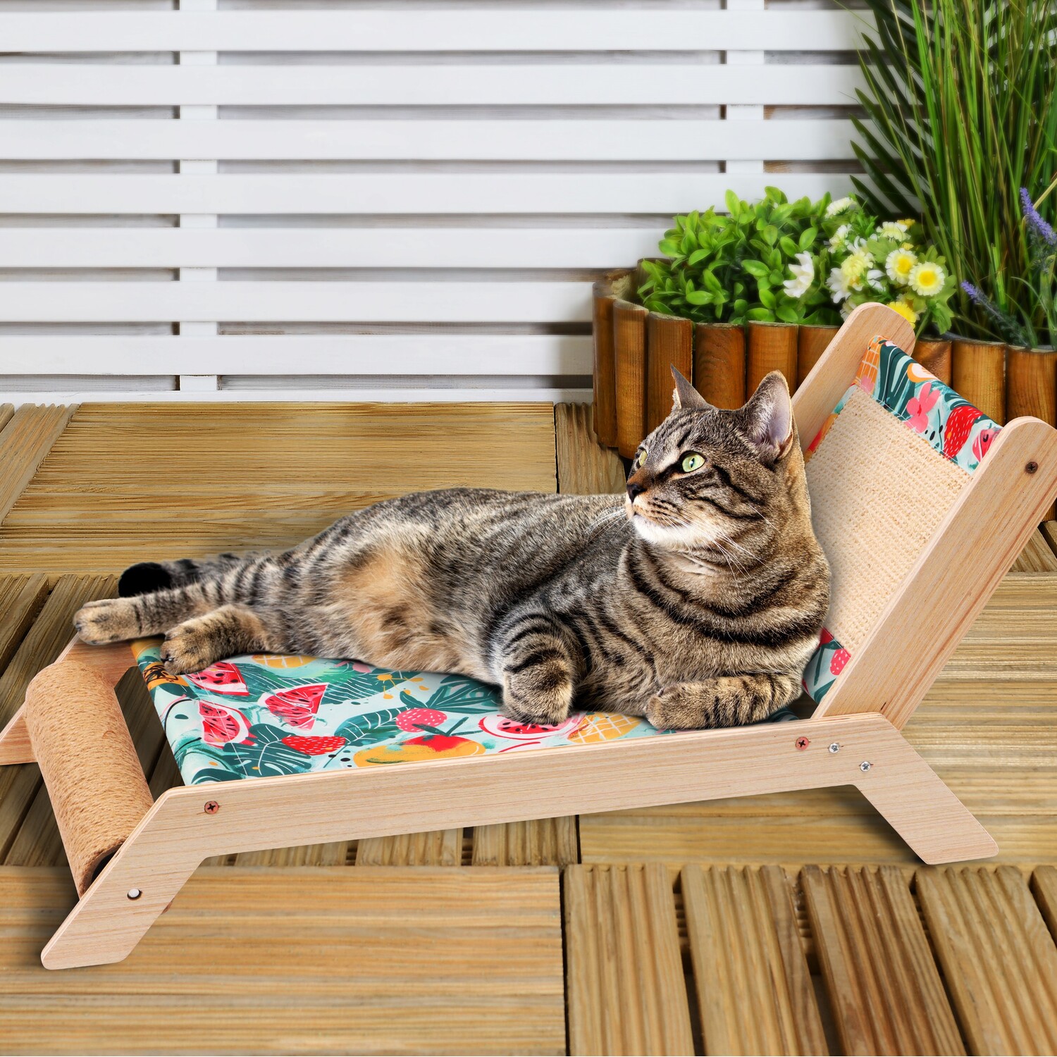 Deck Chair Scratcher Natural Wood Image 2