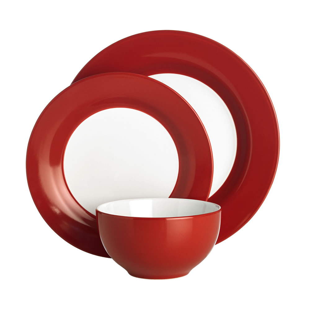 Wilko Colour Play 12 piece Red Dinner Set Image 1