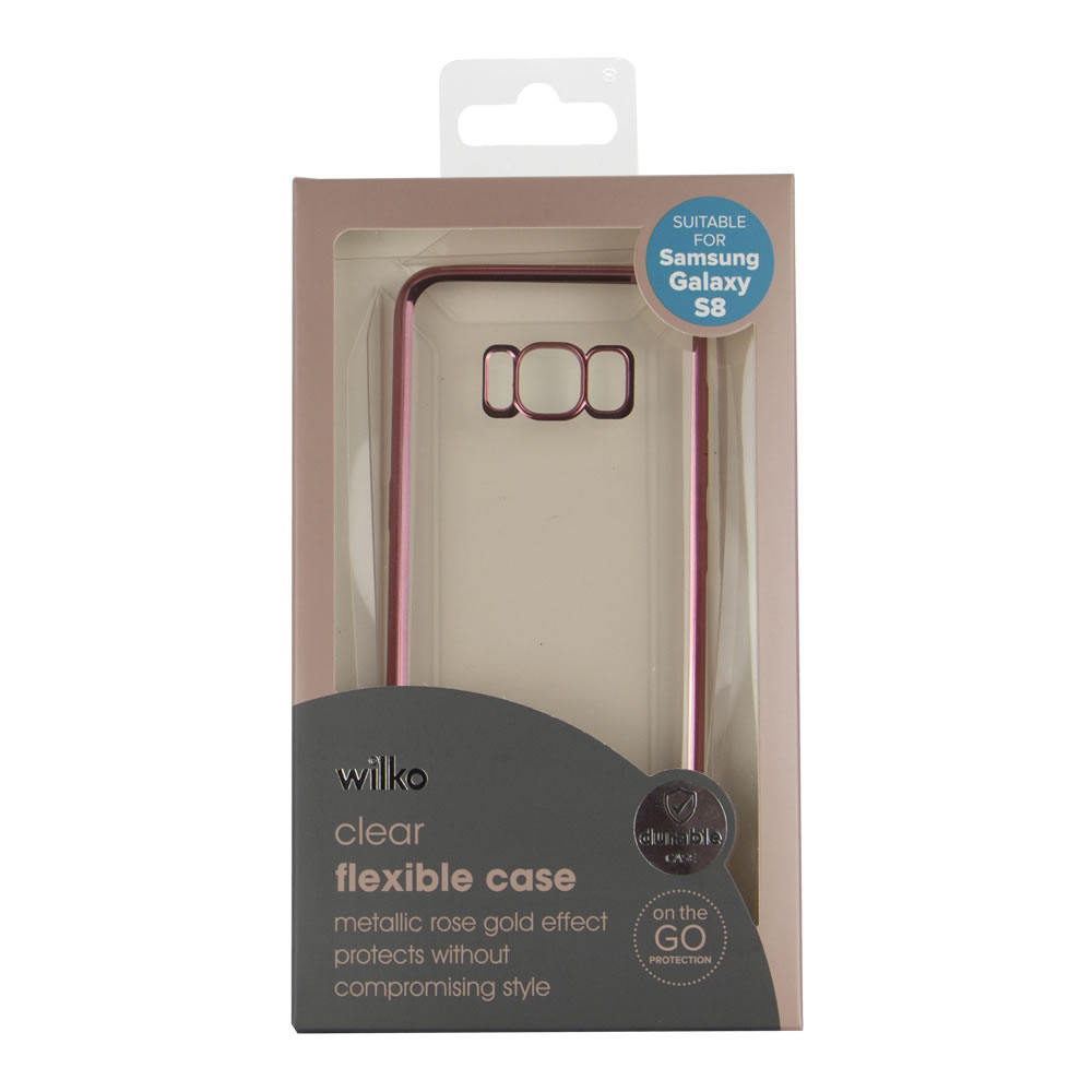 Wilko Clear Rose Gold Effect Flexible Phone Case Suitable for Samsung Galaxy S8 Image 1