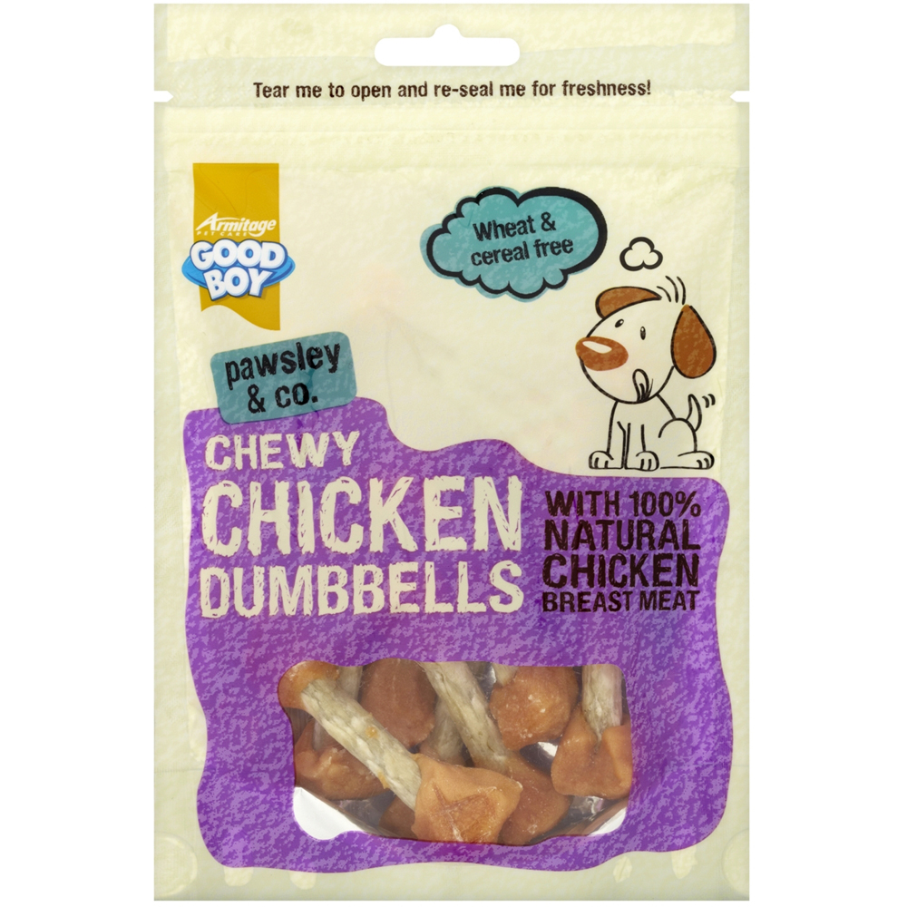 Good Boy Pawsley Chewy Chicken Dumbbell Dog Treat 100g Image
