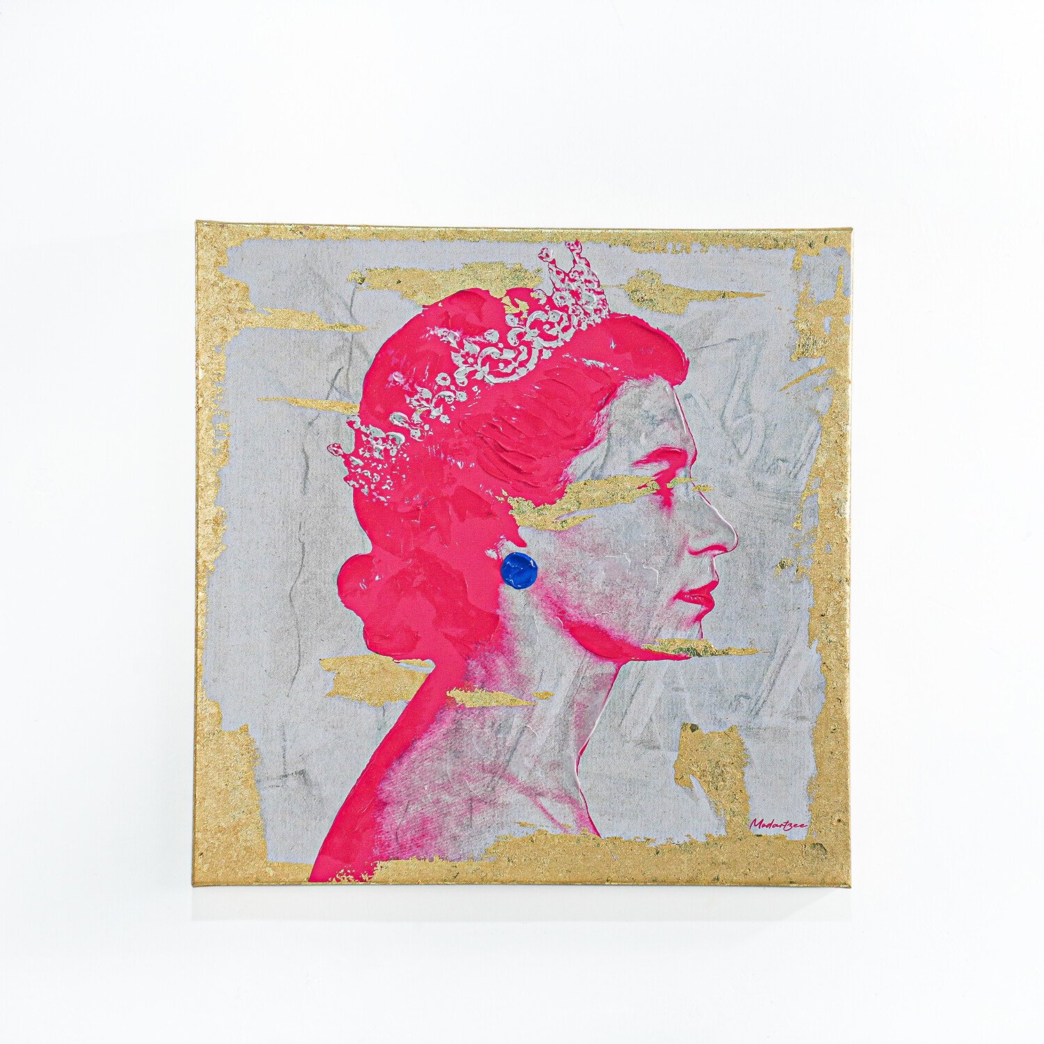 Modartzee Vibrant Queen Gold Foiled Canvas Pink Image 1