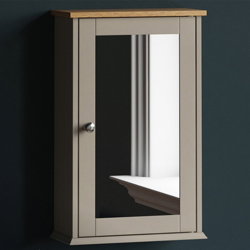Bath Vida Priano Grey Single Door Mirror Bathroom Cabinet Image 4