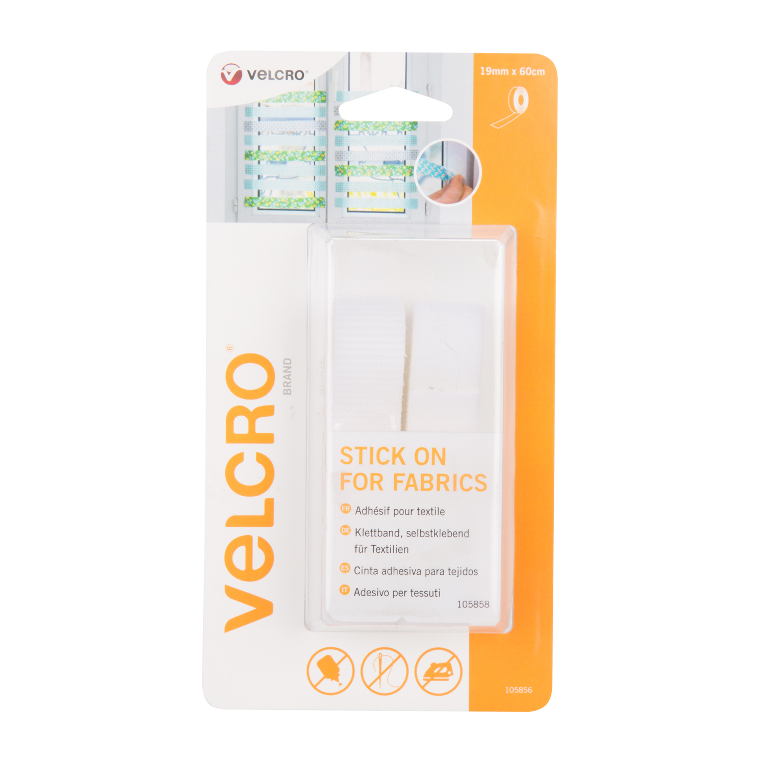 VELCRO Brand Stick On For Fabrics Tape - White Image