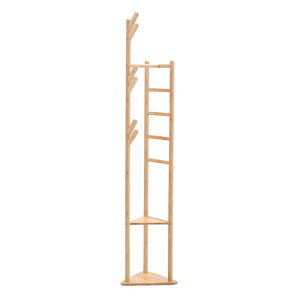 Living and Home Floor-Standing Triangle Base Bamboo Coat Rack Image 3