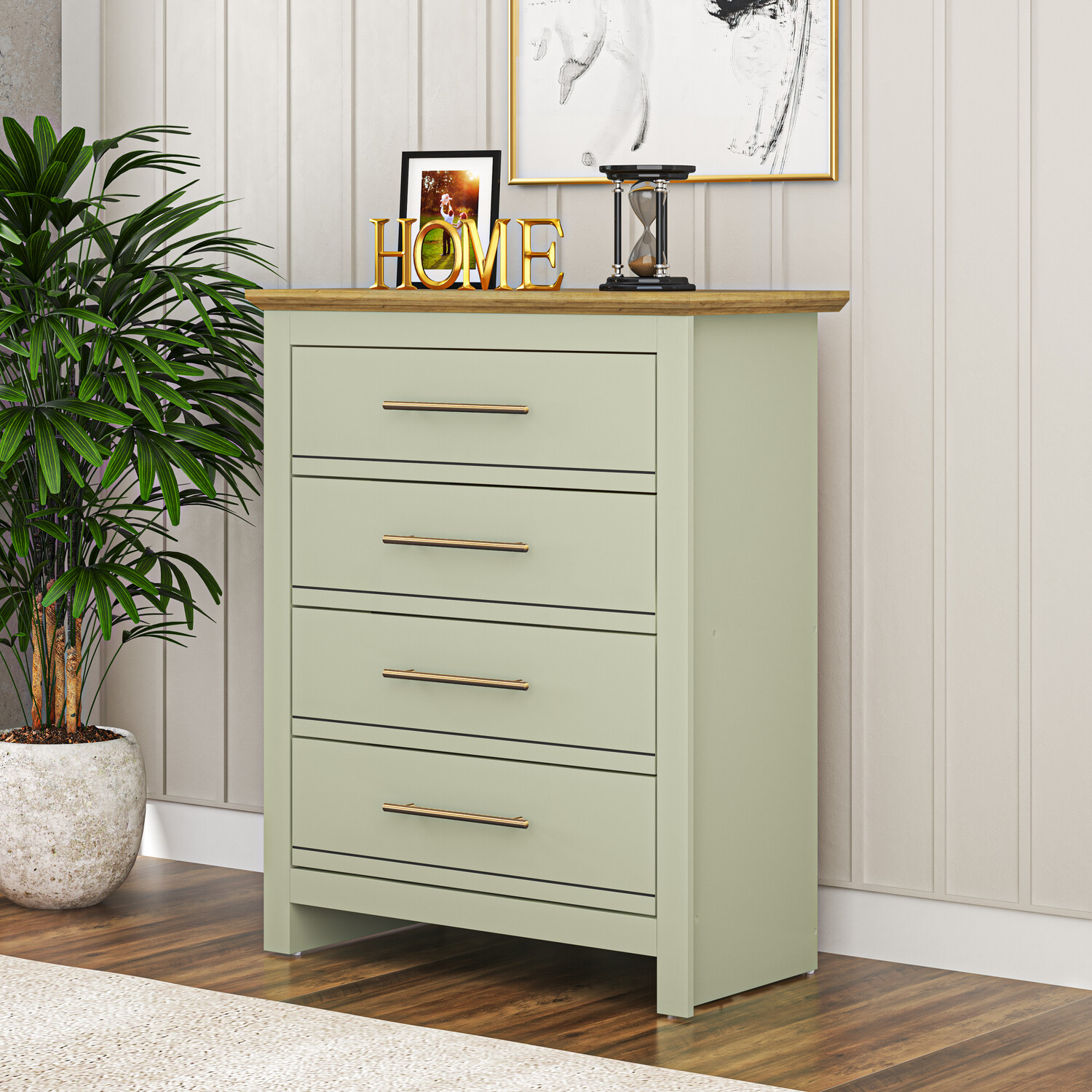 Bexley 4 Drawer Sage Green Chest of Drawers Image 7