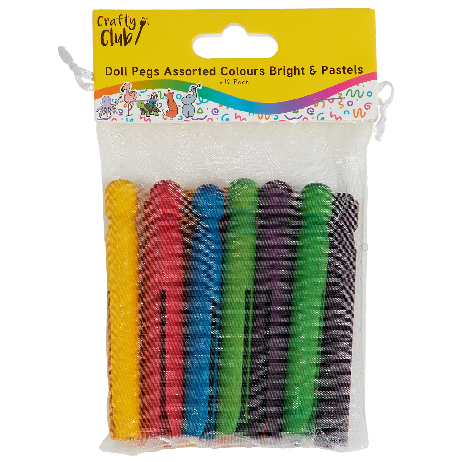 Pack of 12 Crafty Club Doll Pegs - Bright or Pastel Image 1