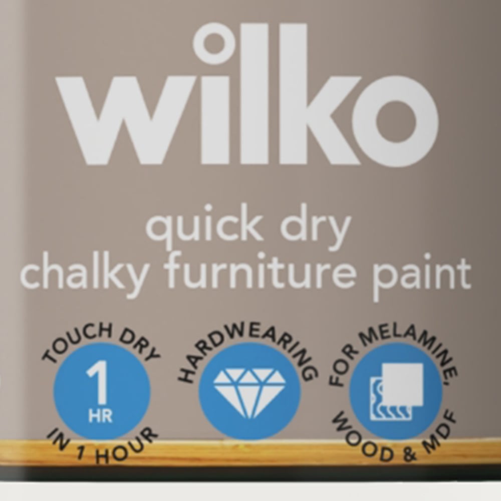 Wilko Quick Dry Chalky Furniture Paint Chalk White 250ml Wilko