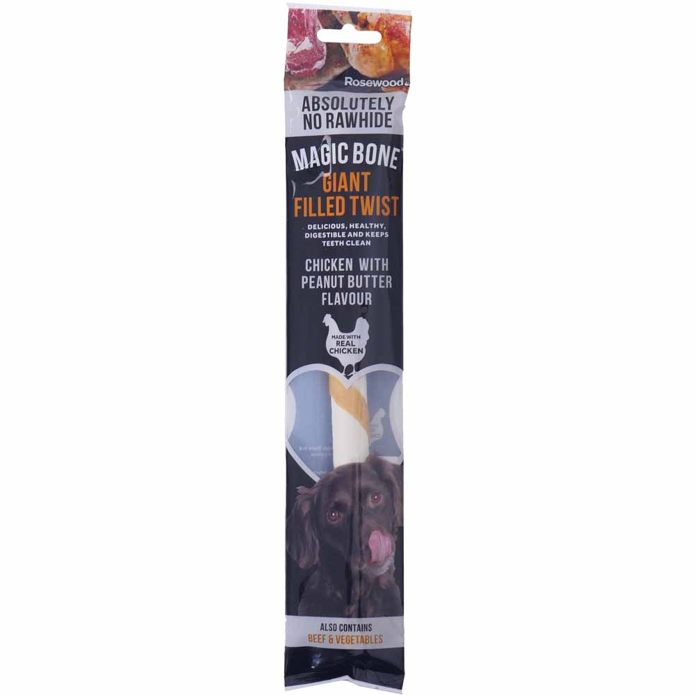 Rosewood Chicken and Peanut Butter Magic Bone Giant Twist Dog Treat 70g Image 1