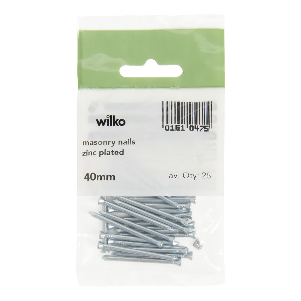 Wilko 40mm Zinc Plated Masonry Nails 25 Pack Image 2