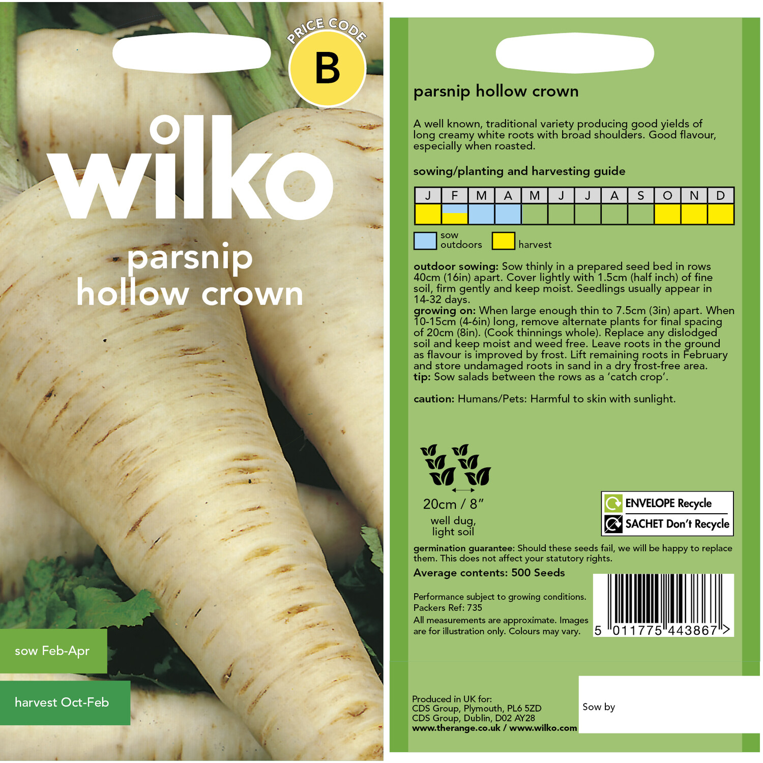 Wilko Parsnip Hollow Crown Seeds Image 3