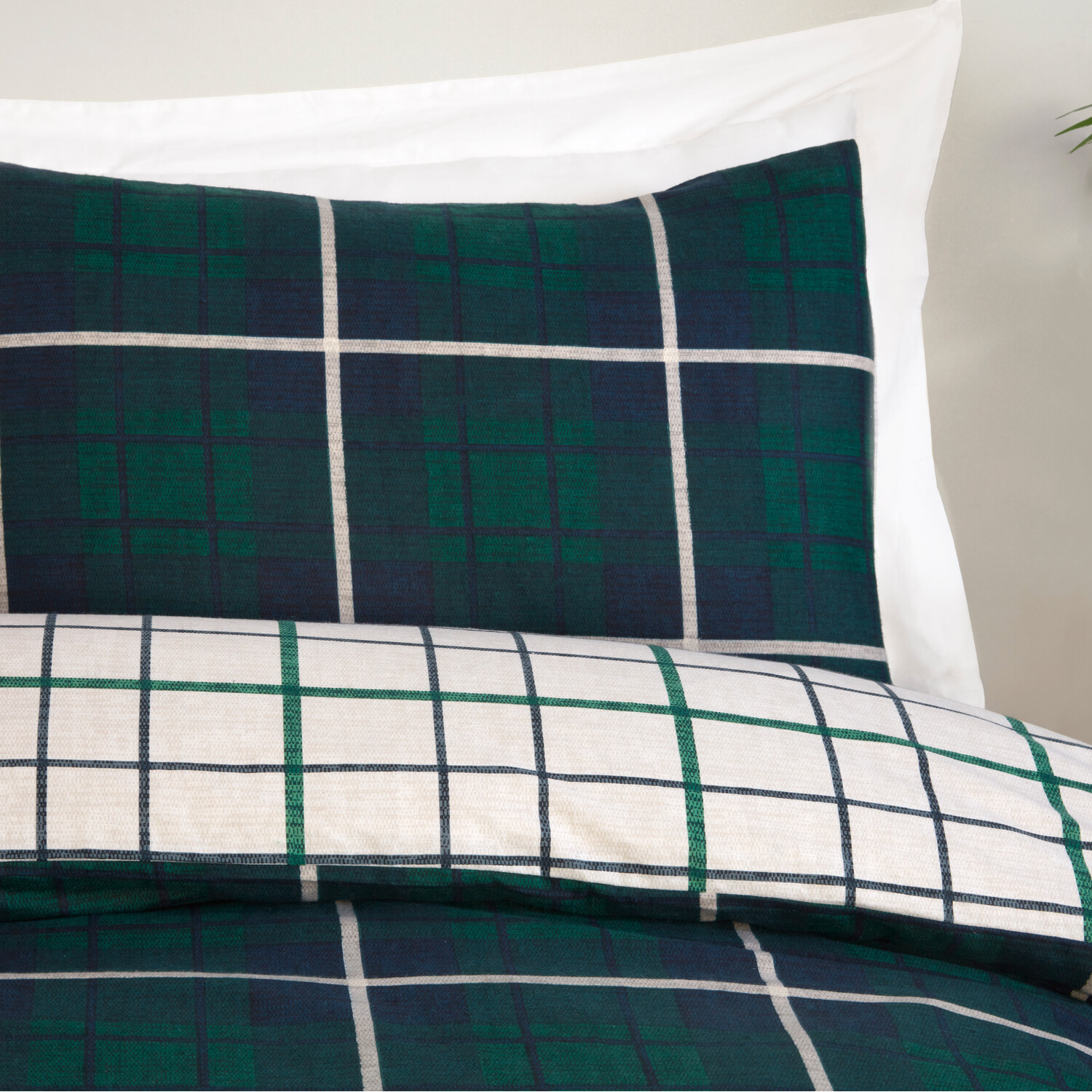 Barton Check Duvet Set Navy Double Image 4