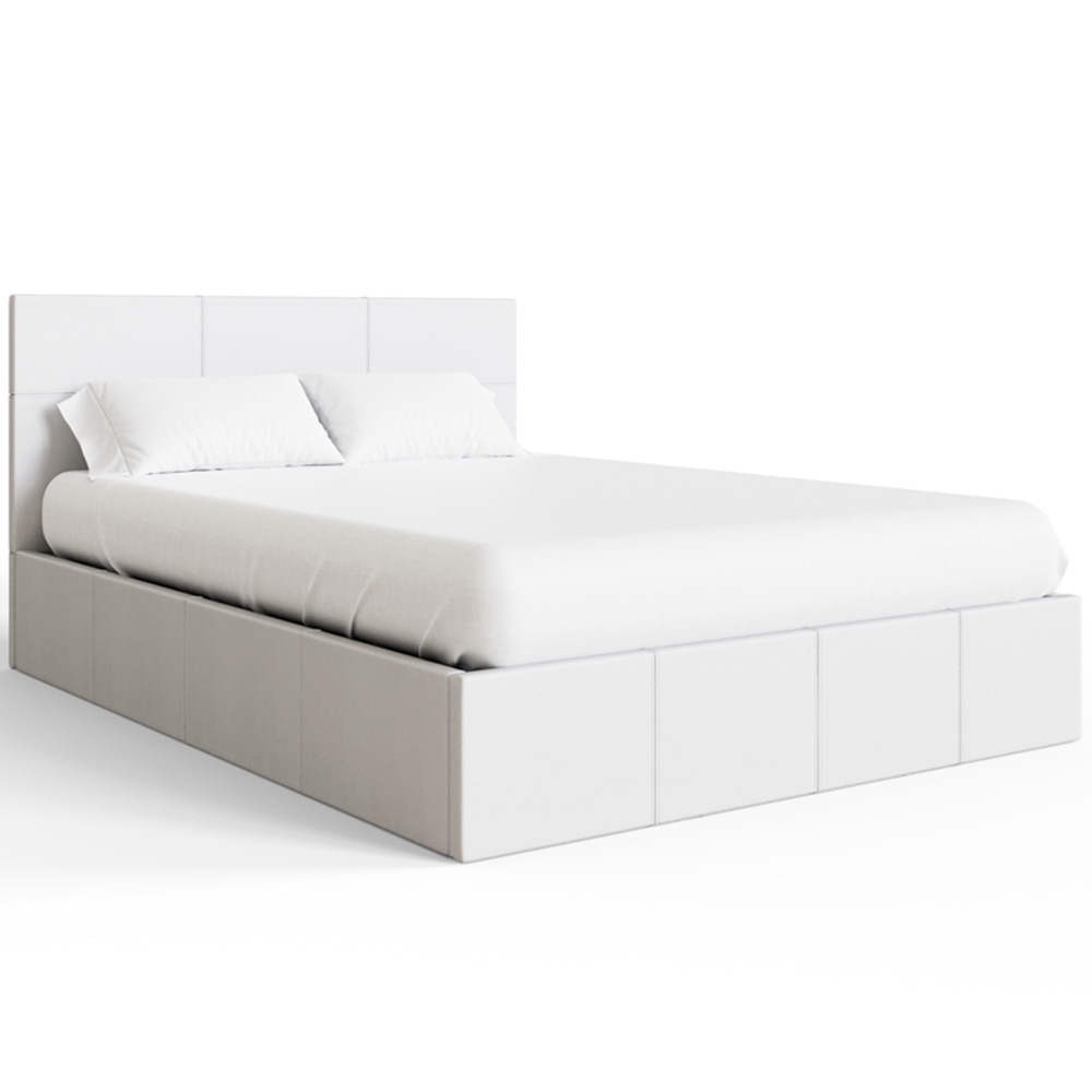 GFW Double White Faux Leather End Lift Ottoman Bed with Bonnell Mattress Image 3
