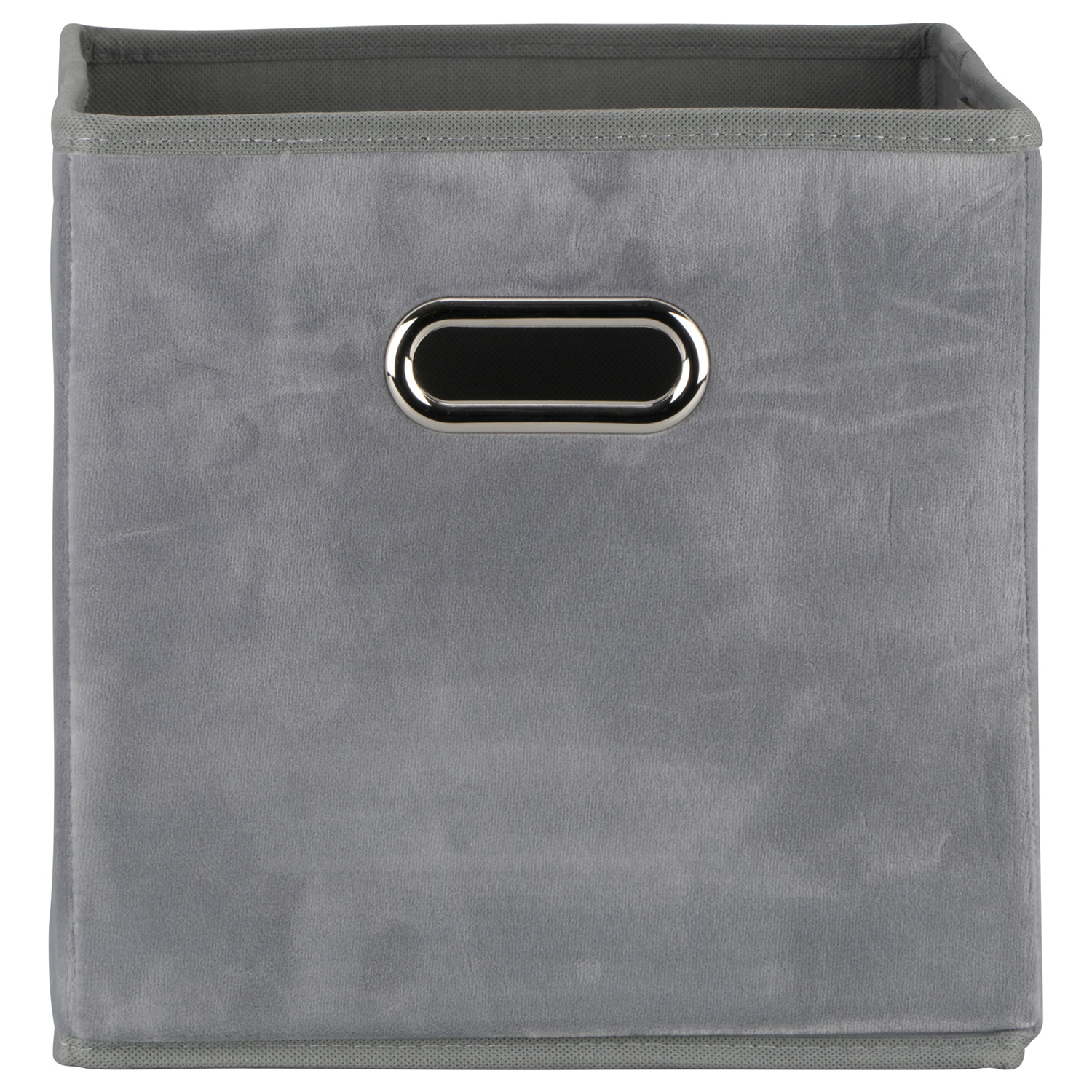 Grey Velvet Storage Cube Image 2