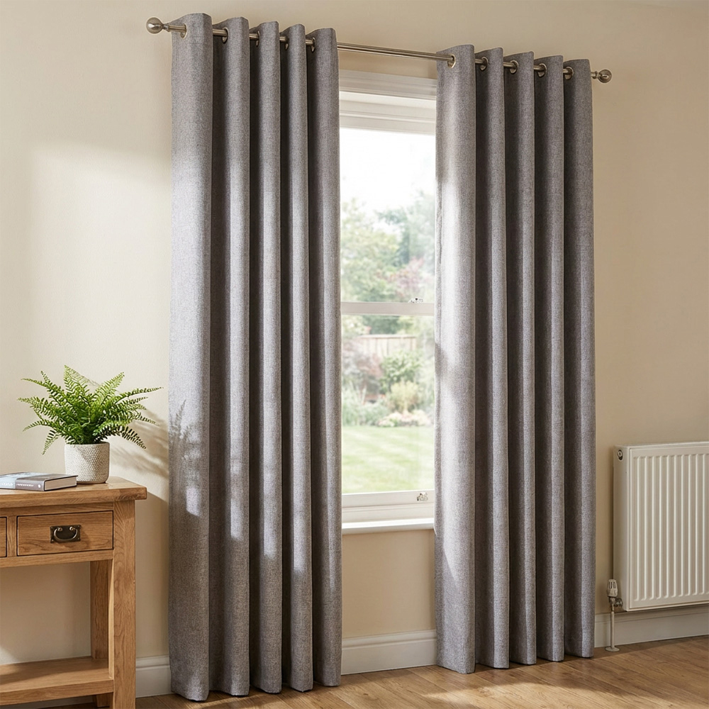 My Home Taylor Silver Blackout Eyelet Curtains 229cm Image 4
