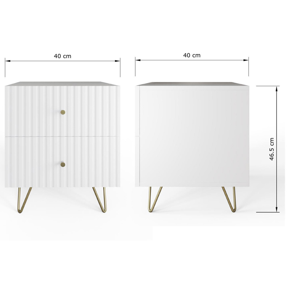 GFW Thalia 2 Drawer White Bedside Table Set of 2 Image 9