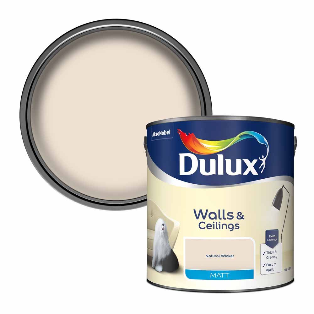 Dulux Walls & Ceilings Natural Wicker Matt Emulsion Paint 2.5L Image 1