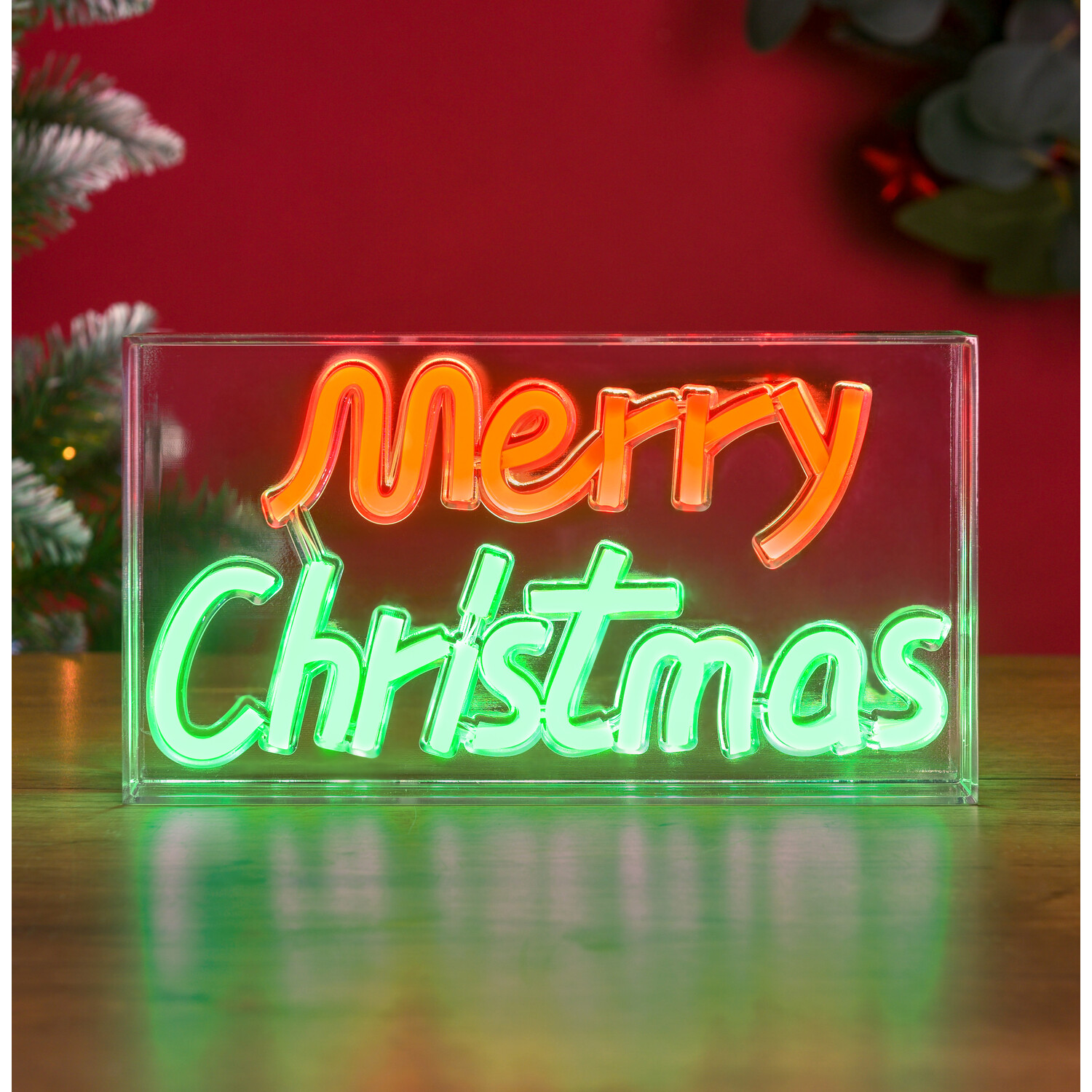 Merry Christmas Neon Block Light Decoration Image 1