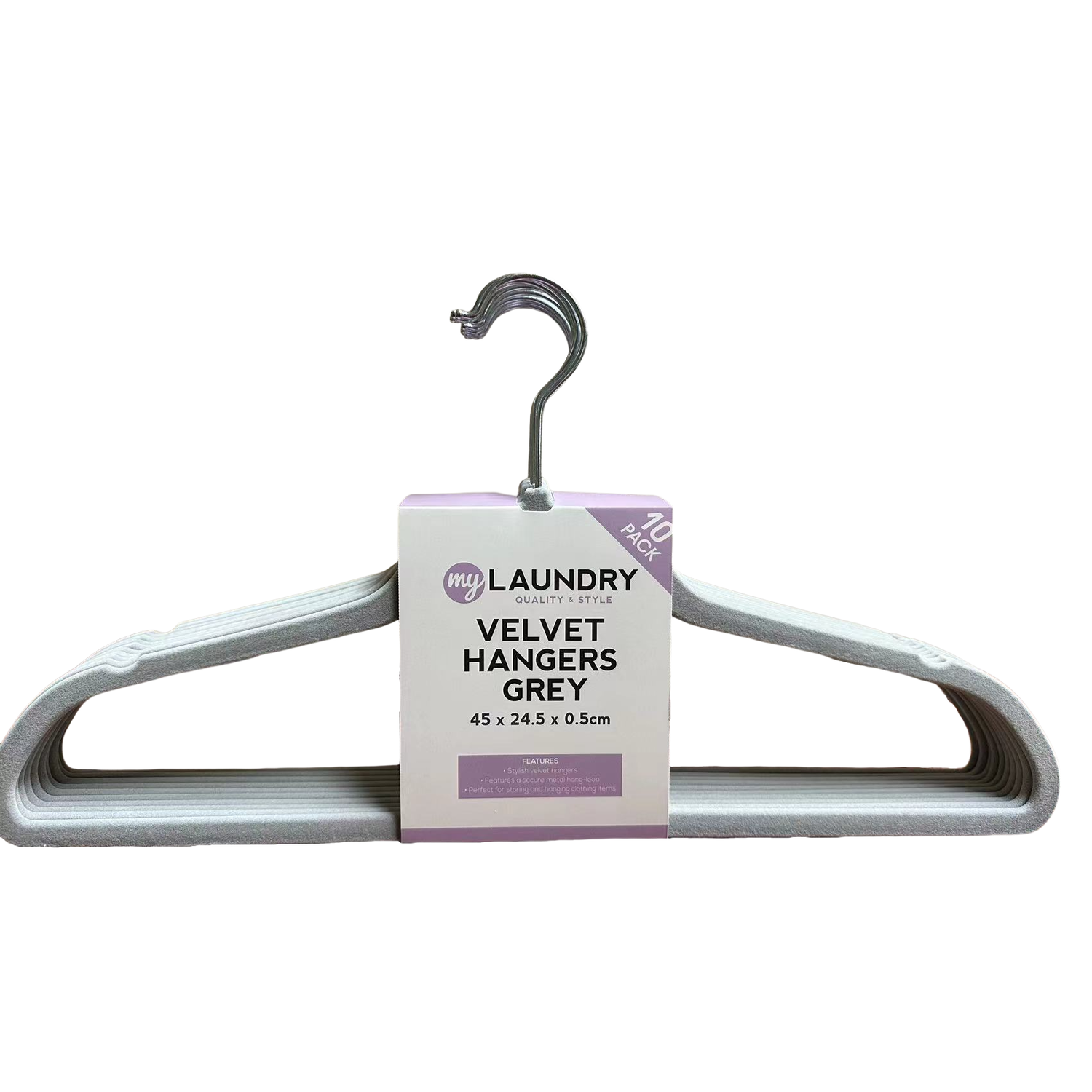 My Laundry Grey Velvet Hanger 10 Pack Image 1