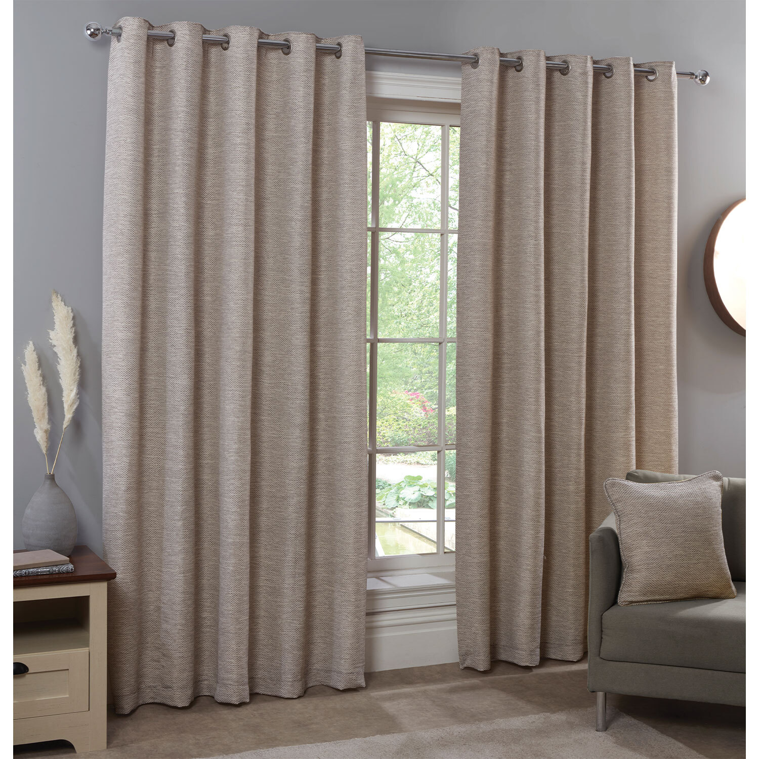 Divante Neutral Wentworth Eyelet Curtain 168 x 187cm Image 2