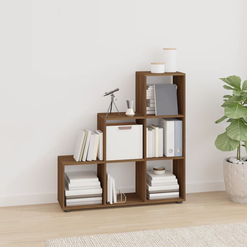 vidaXL 6 Shelf Brown Oak Staircase Bookcase Image 7
