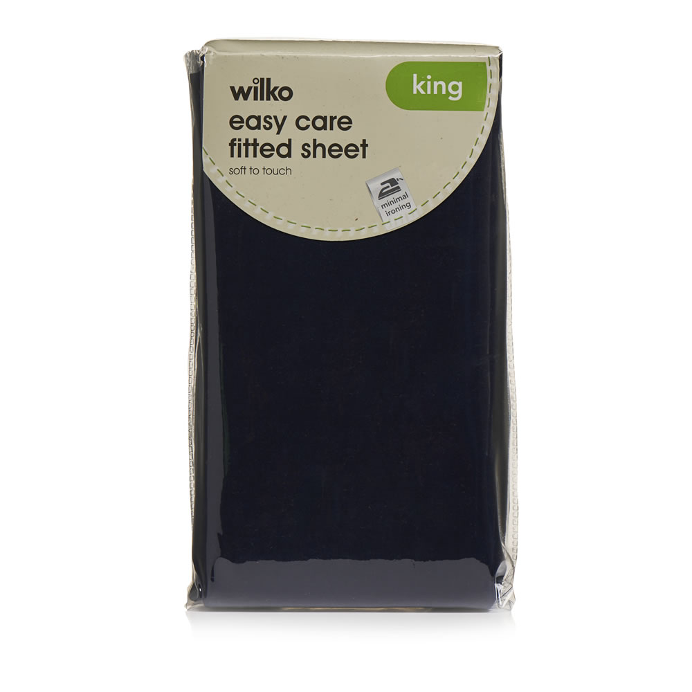 Wilko Navy Blue King Size Fitted Sheet Image