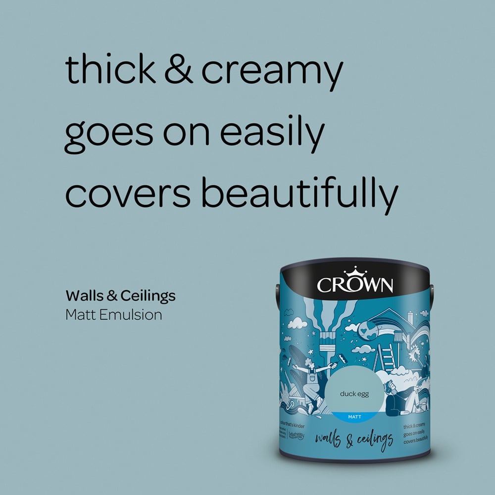 Crown Breatheasy Walls & Ceilings Duck Egg Matt Emulsion Paint 5L Image 8