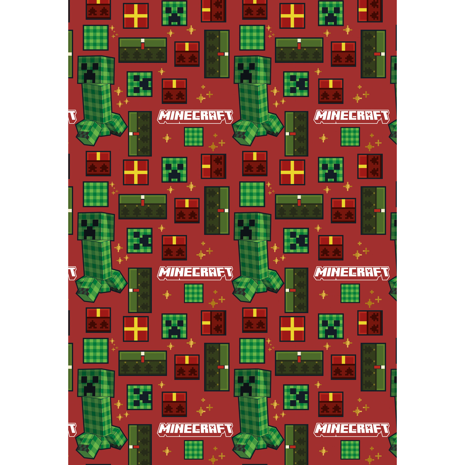 Minecraft Gift Wrap Red and Green Image
