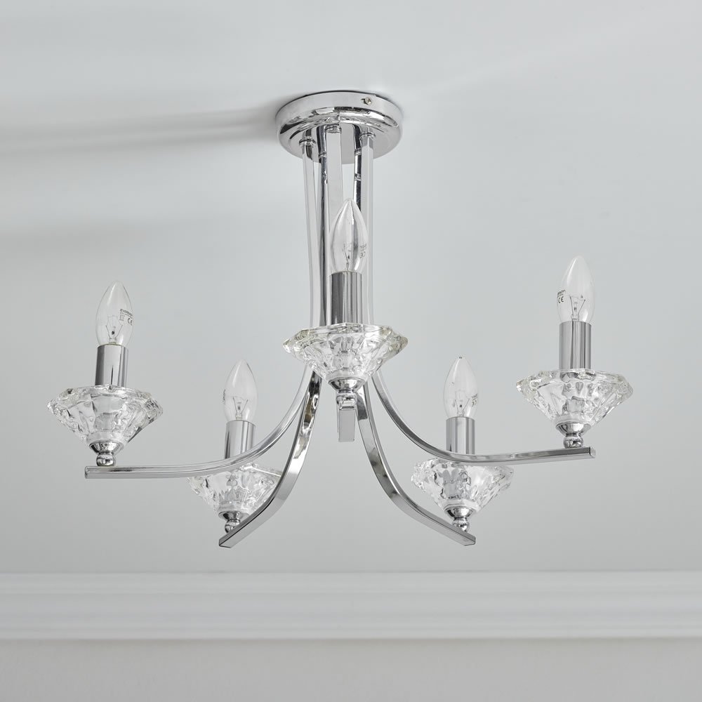 Wilko 5 Arm Chrome Effect Ceiling Light Image 3