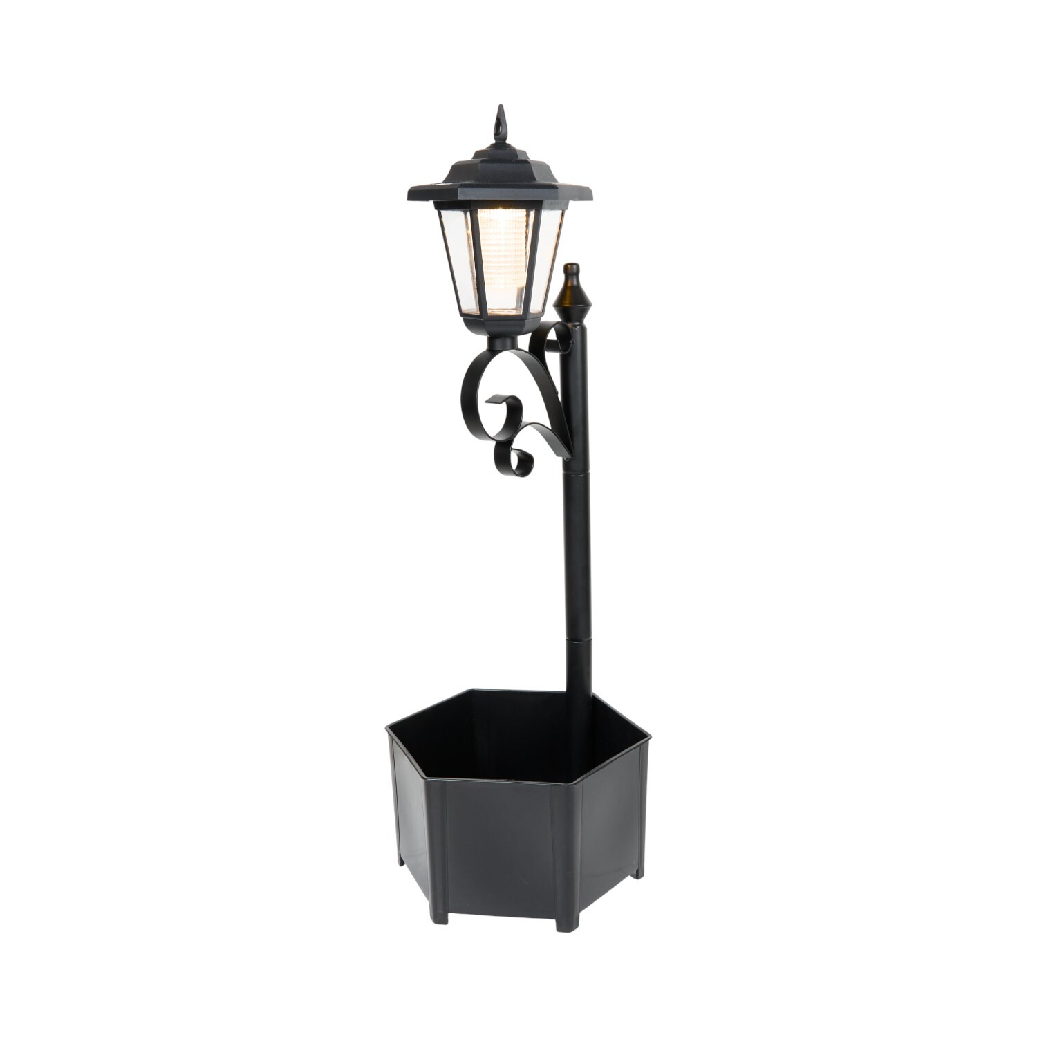 Solar Plant Pot Post Light Black Image 2
