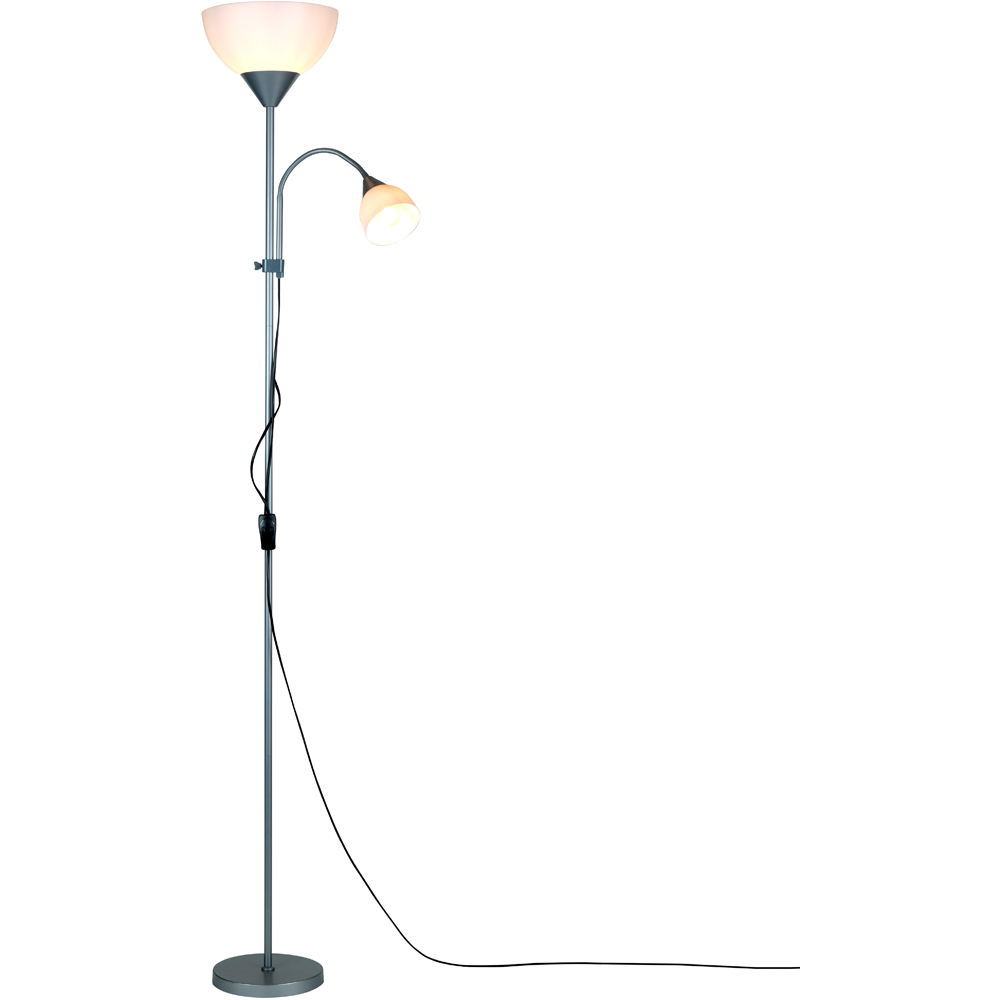 Lighting Collection Hale 2 Way Frosted Shade Silver Mother Child Floor Lamp Image 2