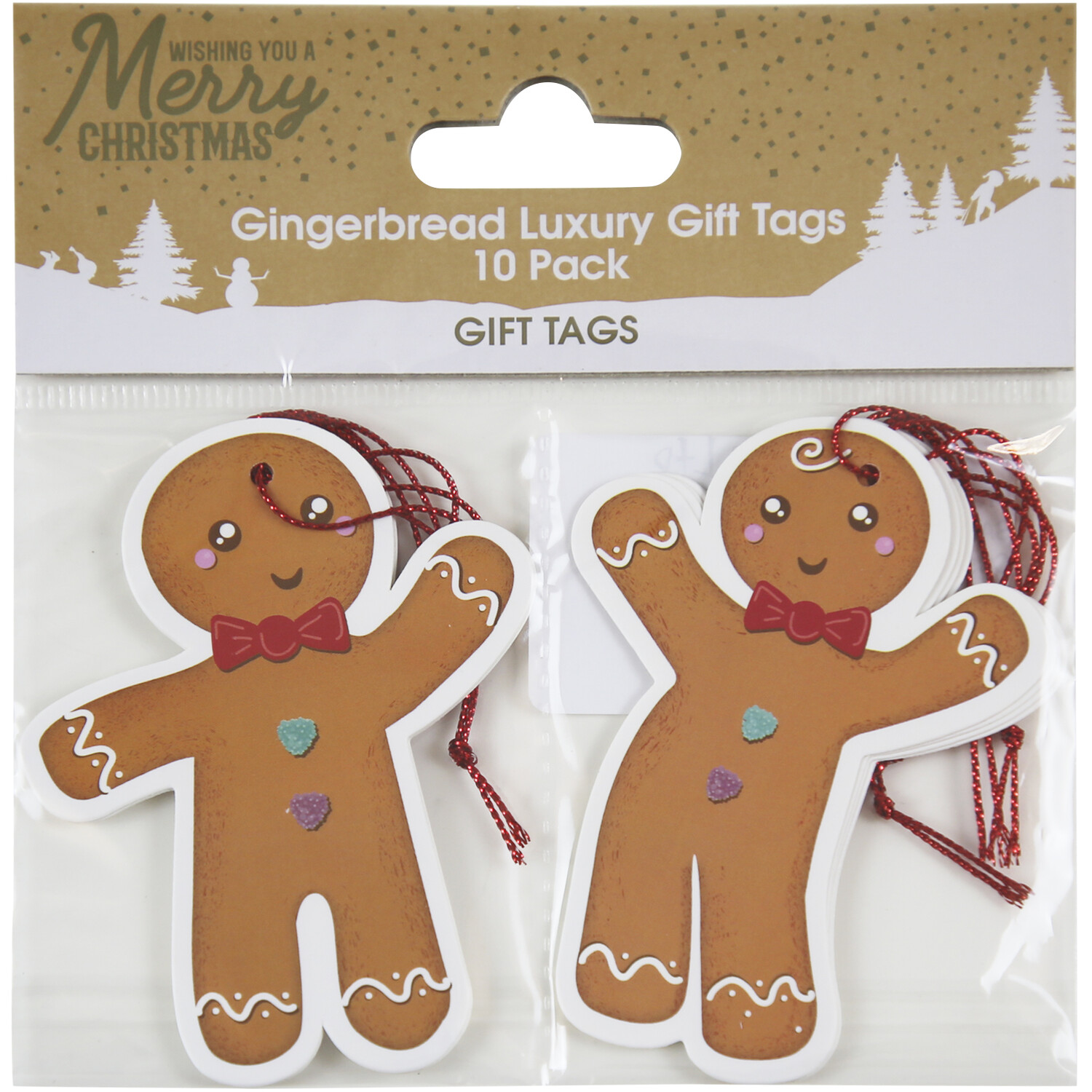 Pack of 10 Gingerbread Gift Tags - Orange Image