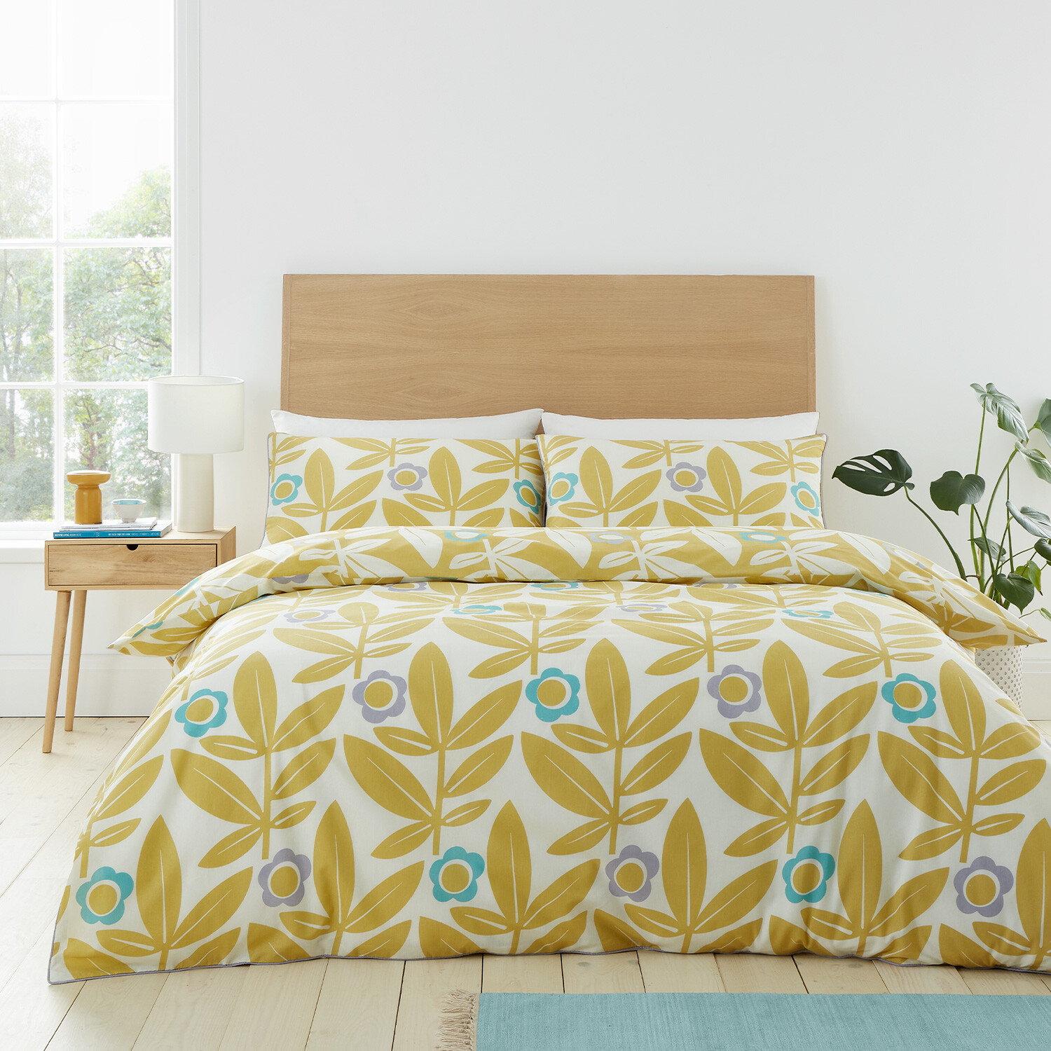 Divante Aurelia Floral Duvet Cover and Pillowcase Set  - Ochre / Double Image 1